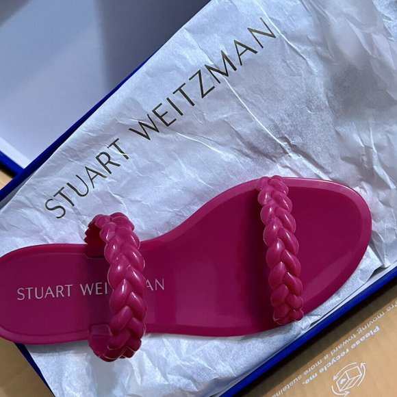 Stuart Weitzman $125 Braida Sawyer Jelly Orchid Pink Flat Sandals 6 36.5 BNIB! - Picture 13 of 14